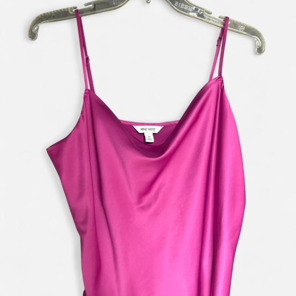 Nine West Pink Satin Cami Top with cowl neck